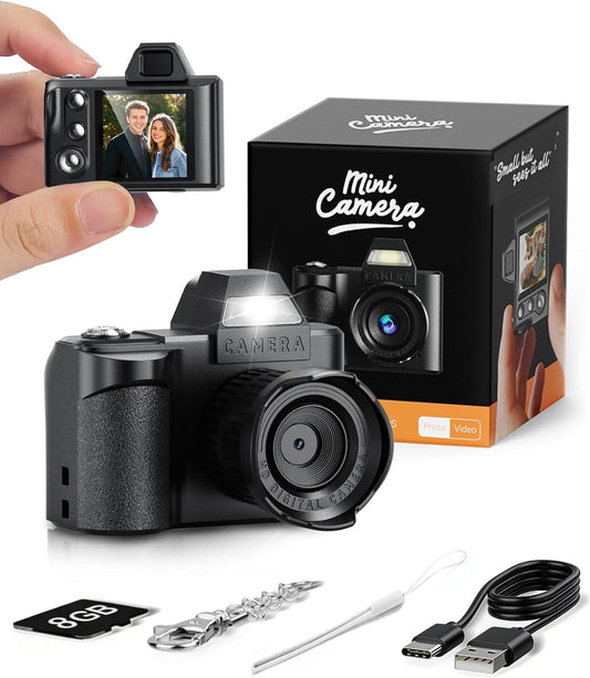 WZVZ Camera,1080P 4X 8GB Mini Keychain Digital Tiny Portable Camera with Zoom, SD Card & Full Accessories, Ideal