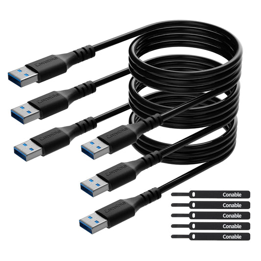 2 (3 Pack), 3.0 5Gbps 3.0 Set 5 Short USB to USB Cable Feet USB Male to Male Cord, Type A Data Transfer Cable for Hard