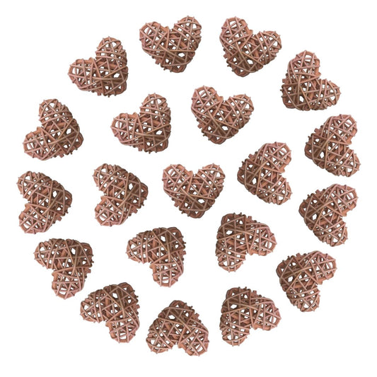 Heart Rattan Ball Sepakraga Vase Filler Ball Craft Photo Shooting Props for Garden Home Decor Christmas Tree Ornament Wedding Birthday Valentine's Day Baby Shower (Natural 5cm 20pcs)