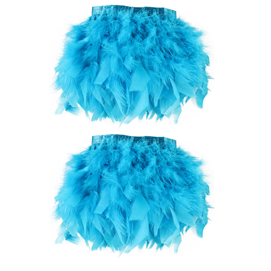 whitefeather Aqua Blue Turkey Feathers Trim Fringe 4Yard 4-6inch for Party Clothing DIY Sewing Craft Wedding Dress Decoration Natural Fluffy Turkey Feather Trim