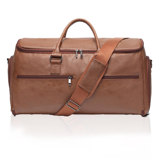 seyfocnia Garment Bag with Shoe Pouch Carry On Convertible Travel Duffel Bag for Men Women, 2 in 1 Hanging Suitcase Suit Business Travel Bag, Brown
