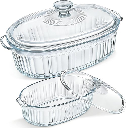 Clear Glass Baking Dishes by [Brand Name] - Casserole Dishes with Lids | 1.9 Qt & 3 Qt Set for Oven Cooking