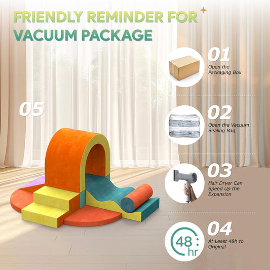Yaofala 10 PCS Color Foam Climbing Blocks for Toddlers, Soft Play Set with Toy Car, Climbing Blocks for Toddlers 1-3, Indoor Climb and Crawl Soft Play Set
