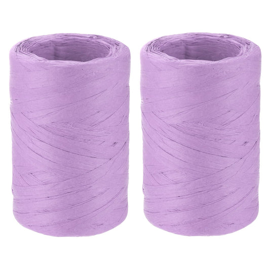 MECCANIXITY 2 Rolls Raffia Paper Ribbon Bulk,1/4 Inch Wide 110 Yards Purple Twine String Paper Yarn for DIY Craft Weaving, Decoration, Gift Wrapping