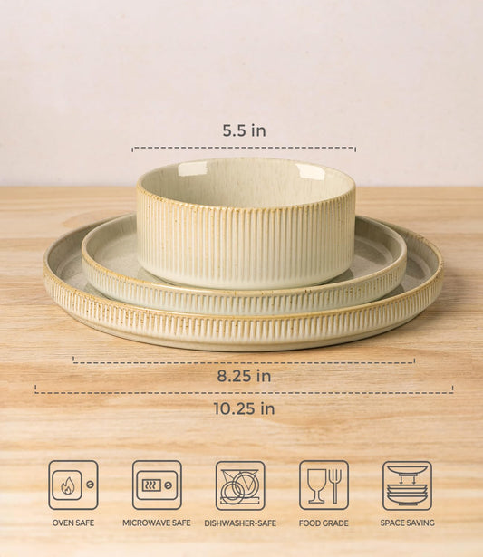 TheTerra Ceramic Dinnerware Sets for 4, 12 Pieces Porcelain Lightweight Speckled Plates and Bowls Sets, Scratch Resistant Dish Set, Oven & Microwave & Dishwasher Safe