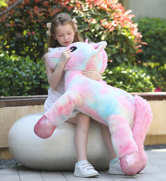 Tezituor 43in Giant Unicorn Stuffed Animal, Rainbow Pink Stuffed Unicorn Toys for Girls and Women, Big Unicorn Plush Gifts for Valentines Day, Christmas, Birthday, Party and Decorations