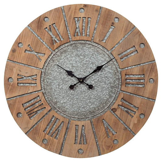 Signature Design by Ashley Payson Farmhouse Wall Clock, 30 x 30 Inches, Natural Wood Finish