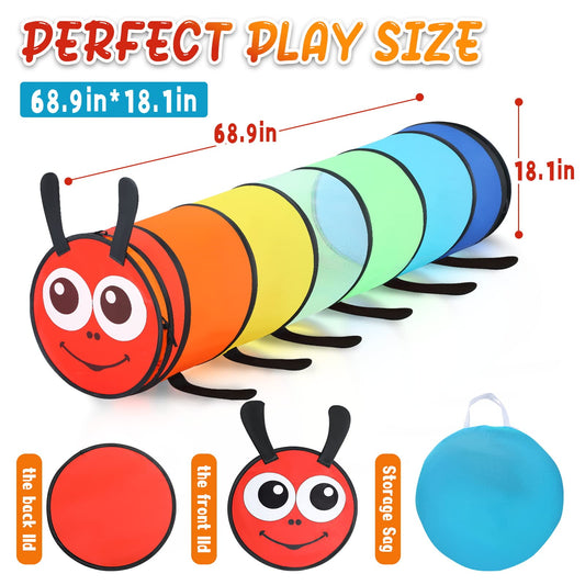 Moncoland Kids Play Tunnel Tent for Toddlers, Pack of 2 Colorful Pop Up Crawl Tunnel Toy Baby or Pet, Collapsible Gift Boy and Girl Tunnel Indoor Outdoor Game