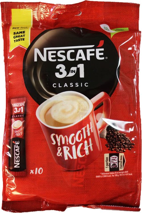 Nescafe Classic Instant Coffee - 3 in 1 Blend | 165g Pack (10 Sticks) for Quick Enjoyment