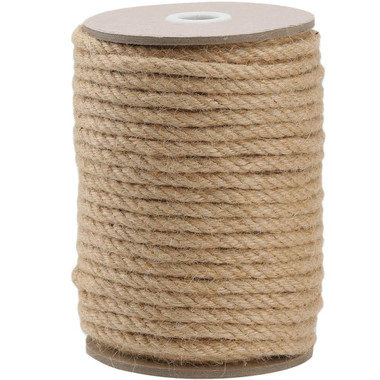 PerkDecor Jute Rope 8MM x 100FT Heavy Duty and Thick Twine Rope for Crafts Projects Gardening Bundling Cat Scratcher Scratching Post Tree Gift Wrapping Home Christmas Decoration (Brown 8mm* 100ft)
