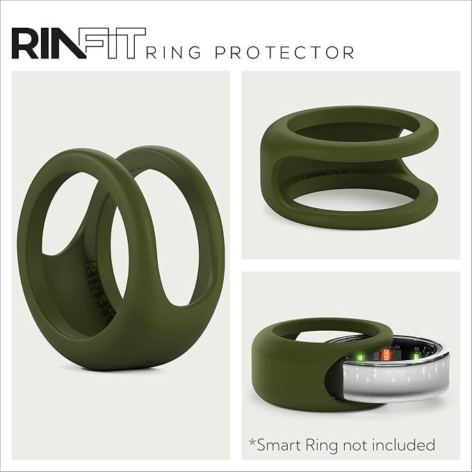 Rinfit Smart Ring Protector - Silicone Ring Enhancer for Active Lifestyle and Gym - StyleFit U.S. Design Patent - Green, Size 7