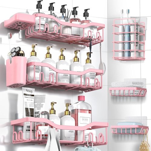 NESOMI Shower Caddy - Rustproof Stainless Steel Organizer with Large Capacity | 8-Pack No-Drill Storage Solutions