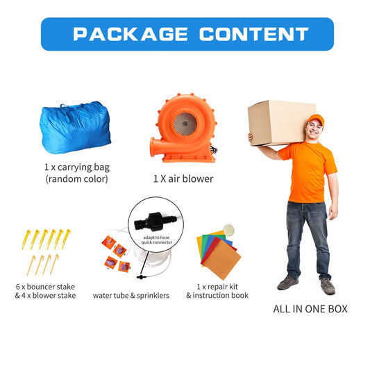 Baralir Inflatable Bounce House with Water Slide – Backyard Inflatable Water Park with 4 Sprinklers, 2 Splash Pools, Fits 5 Kids, Perfect for Summer Fun & Cooling Down