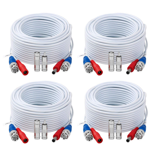 4 Pack 50 Feet BNC Video Power Cable,BNC Extension Wire Video Security Camera Wire with Connectors for CCTV Camera DVR