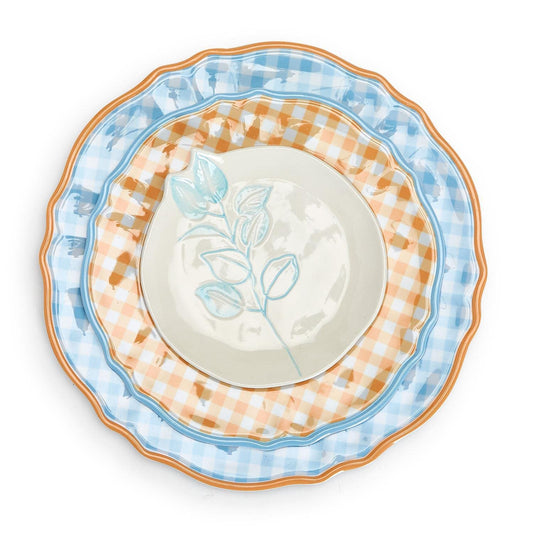 Two's Company Full On Color Set of 4 Hand-Painted Tidbit Plates in 4 Colors