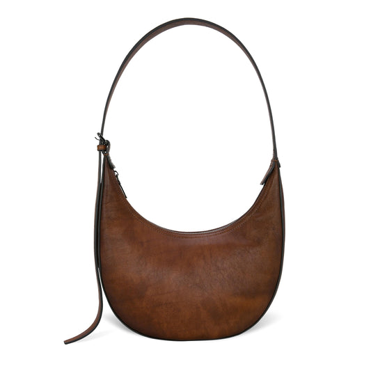 Iswee Leather Crossbody Purses for Women Hobo Shoulder Bag with Wide Strap Versatile Crescent Purse Satchel Bag Work Purse(Coffee)