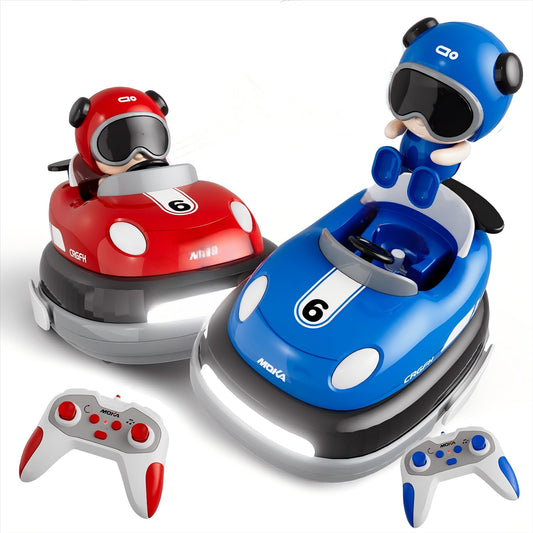 2-Player Battle 2-5 rc Car toddler Boys Children's Day Toy | Cartoon Remote Control Bumper Cars With Light & Sound – Racing Set (Drift + Collision Modes) | 360° Spinning | Rechargeable Kids’ Race Cars