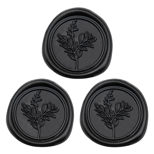 Uwilowe 60 Pcs Black Wax Seal Stickers, Wedding Invitation Accessories Wax Stickers - Peferct for Wedding Accessories Sticker, Gift Box Craft Wrapping, Christmas Cards Envelope Seals