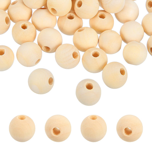 PATIKIL 300pcs 14mm Beige Natural Wood Beads with 4mm Hole Unfinished Round Wooden Loose Spacer Balls Bulk for DIY Crafts Garland Macrame Farmhouse Decor Jewelry Making