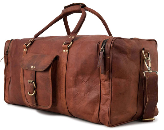 Berliner Bags Vintage Genuine Leather Duffle Bag New York XXL for Travel or the Gym, Weekender, Travel Bag, Overnight Bag for Men and Women - Brown