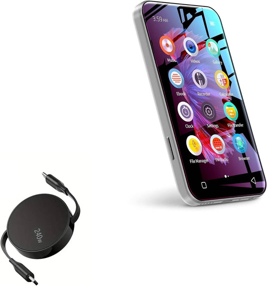 BoxWave TIMMKOO Q5 MP3 (240W), 240W Cable Compatible with Player with Bluetooth and WiFi - PD miniSync Retractable PD