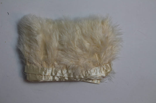 2 Yard Long Turkey Fluff Feather Fringe Trim, 3"-4" Height Accessories,Feather DIY Decorative Material (Champagne Color)