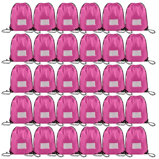 30 Pack Drawstring Bags,Bulk Draw String Backpack, Gym Sports Cinch Bag Sackpack for Women Men, Pink