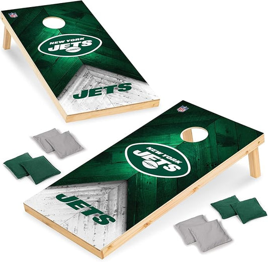 NFL Football 2' x 4' Regulation Size Solid Wood Cornhole Set with Direct Print HD Team Graphics Great Gift for Any Football Fan! Bean Bag Toss Family Outdoor Game
