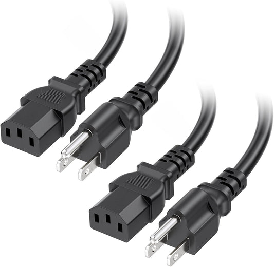 Cable Matters 2-Pack 16 3 3ft, 13A 5-15P C13, [UL Listed] AWG Prong Short Computer Power Cord - Monitor Power Cord
