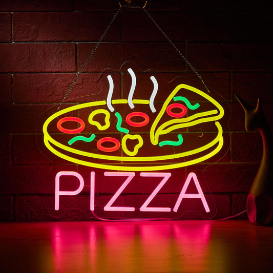 Hoyoelec Pizza Neon Sign for Wall Décor Dimmable LED Neon Sign USB Powered Neon Art Signs Decor