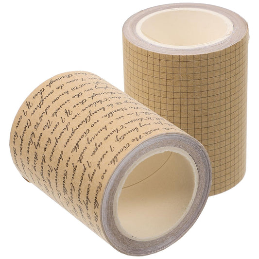 SEWACC Adhesive Tapes Vintage Washi Tape Decorative Adhesive Writable Kraft Paper Sticker for DIY Crafts Journals Planners Photo Frame Scrapbooking Wrapping 2 Rolls