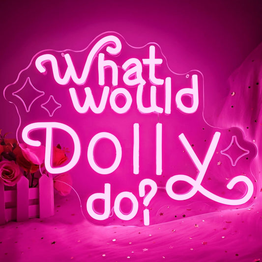 What Would Dolly Do Neon Sign for Wall Decor Cowboy Neon Led Sign Dimmable Inspired Neon Light Up Sign for Home Bedroom Decor Girls Themed Party Cowgirl Birthday Gift