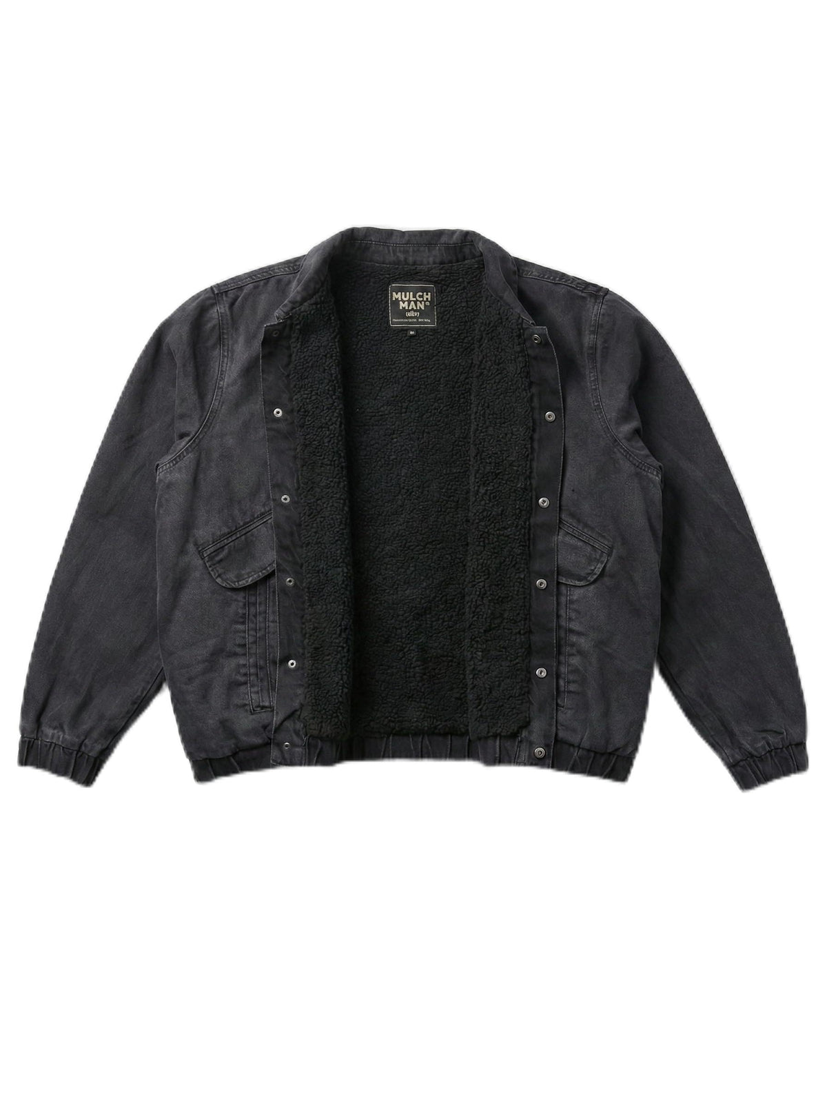 Mulch Man Black Wash Sherpa Lined Men's Denim Jacket Plus Size, Borg Fur Warm Cotton Trucker Jacket with Full Fleece Lining, Big Tall Winter Fall Jean Coat Button Front (3X-Large)