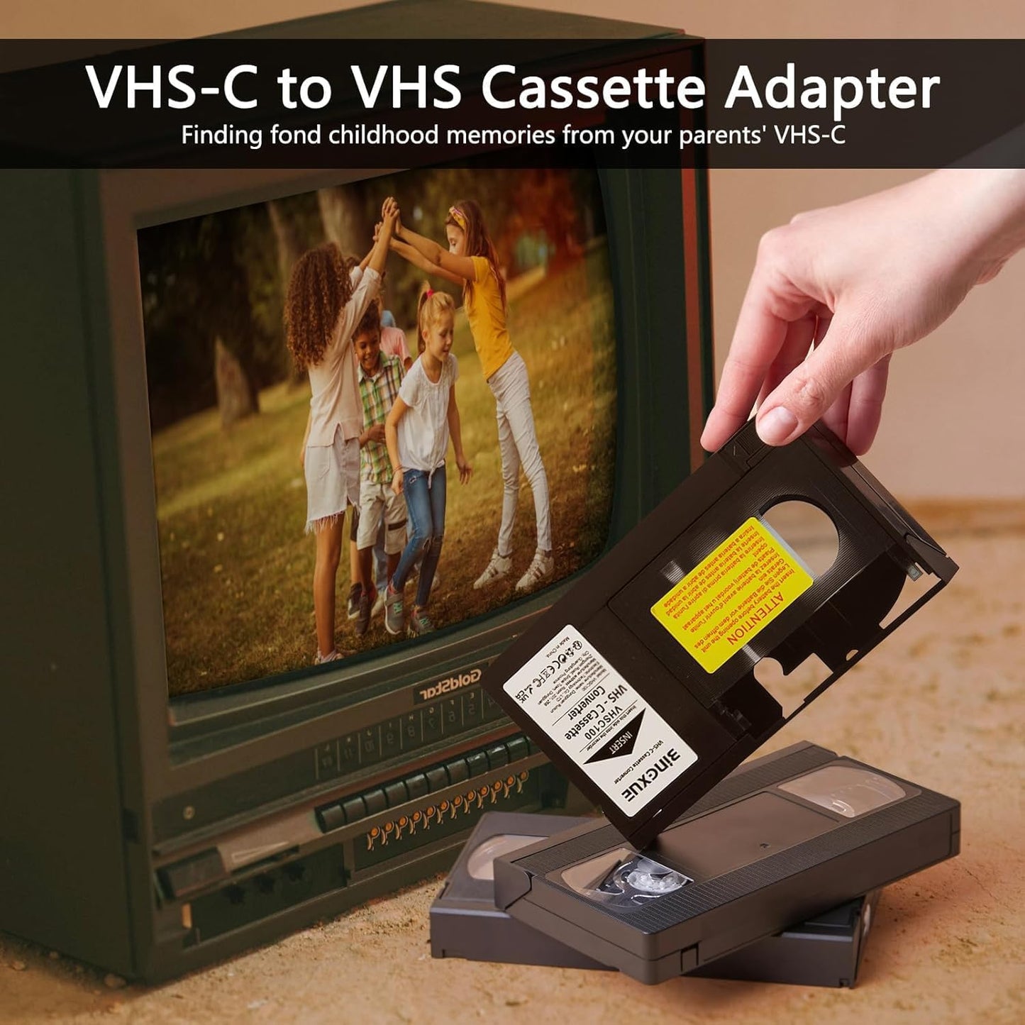 Bingxue Cassette 12mm, Cassette 8mm Hi8) Adapter for Camcorders SVHS VHS-C to VHS, Compatible Motorized VHS Converter