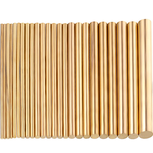 Hotop 24 Pcs Brass Pin for Knife Handles Round Brass Rods Assorted Diameter 1.5-8 mm for 100 mm Length Dowel Rivet Lathe Bar Rod Stock for Knife Making Drift Punches Shaft DIY Craft Model Plane Ship