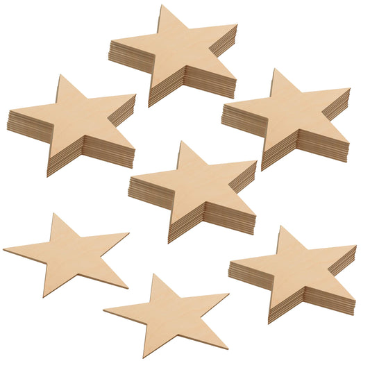 Wooden Star Shapes, 12 Inch Large Patriotic Natural Wood Cutouts, Bag of 3, Unfinished DIY Craft Wall Decor by Woodpeckers