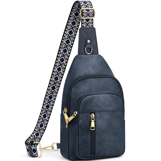 Fiiuos Anti Theft Crossbody Bags for Women RFID Sling Bag, Vegan Leather Cross Body Travel Purse for Work & Daily Use, Hands-Free Casual Daypack for Women Men Vintage Blue