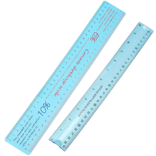 2PCS Clay Shrinkage Ruler Set - Dual Scale Measuring Tool for Pottery, Accurately Calculate Ceramic Shrinkage Before Firing for Potters, Sculptors Art Classes