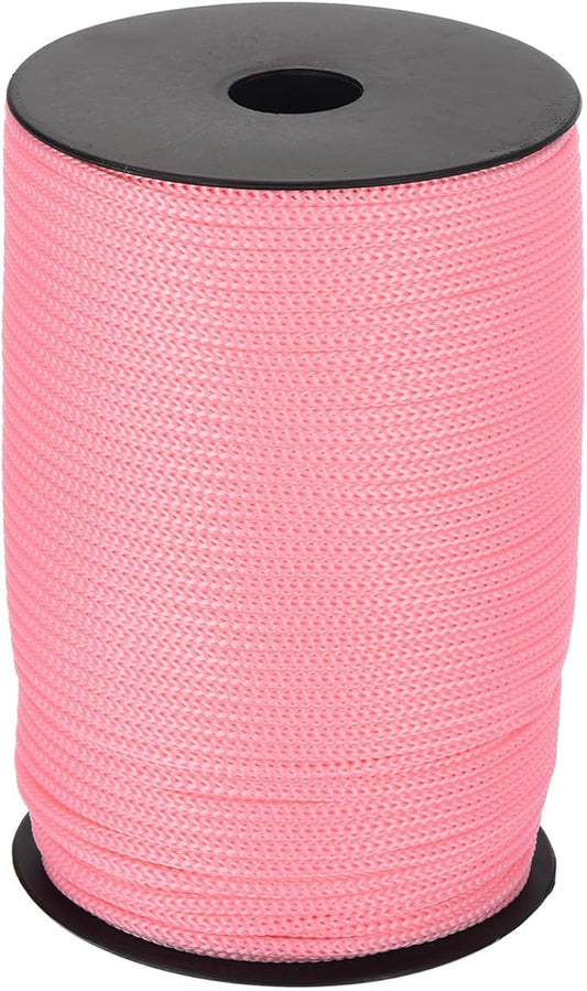 MECCANIXITY 5/32 Inch Polypropylene Rope Braided Ropes, 328ft Camping Rope Hollow Utility Cord for Clothesline, Hiking, Outdoor, Pale Pink