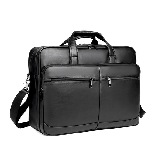 seyfocnia Men’s Leather Messenger Bag, 15.6 Inch Laptop Briefcase Satchel Computer Shoulder Bag Business Handbag-Black