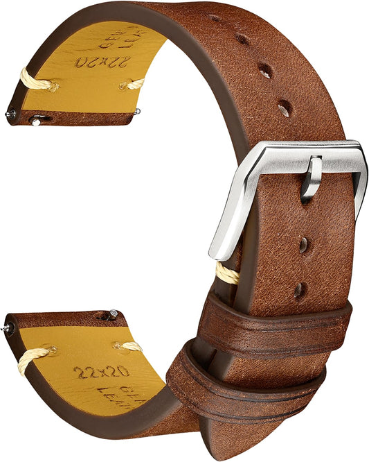 REZERO Leather Watch Straps, Italian Top-Grain Calfskin Watch Bands, Watch Band Replacements with Distressed Matte Finish for Men, Women 18mm 19mm 20mm 21mm 22mm 23mm 24mm