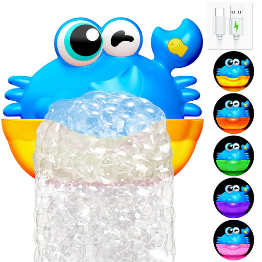 Bath Toys for Kids Ages 1-3,Light Up Baby Bath Toys Crab Bubble Maker with Colourful Light Toddler Bathtub Birthday Gifts Easter Stocking Stuffers for Boys Girls Aged 1-3 2-4 3-5
