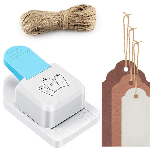 Lewtemi 3 in 1 Craft Tag Punch Gift Paper Small Hole Punch for Tag Scrapbooking Supplies 1.5/2/ 2.5 Inches Craft Puncher with Rope for Paper Crafting Scrapbooking Cards DIY Arts(Round Style)