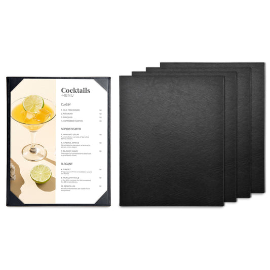 WeChef Menu Holders for Restaurant 8.5"x11" Single Page PU Leather Restaurant Menu Covers with Angled Corners for Wine List Coffee Bar Pub Hotel 5 Pack