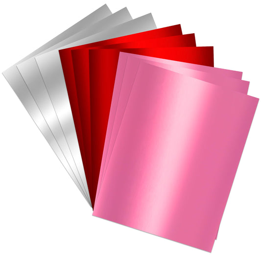 Metallic Valentine's Day Paper Card Stock Sheets 75 Pack Silver Pink Red Foil Board for Valentines Flowers Scrapbook Crafts Invitations & Office Supply Valentine Thick Cardboard Letter Size 8.5" x 11"