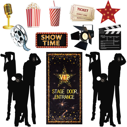 Buryeah 13 Pcs Movie Theme Photography Backdrop and Studio Props DIY Kit VIP Stage Door Entrance Doors Cover Paparazzi Prop Party Accessory Award Night Ceremony Photo Booth Background for Party Decor