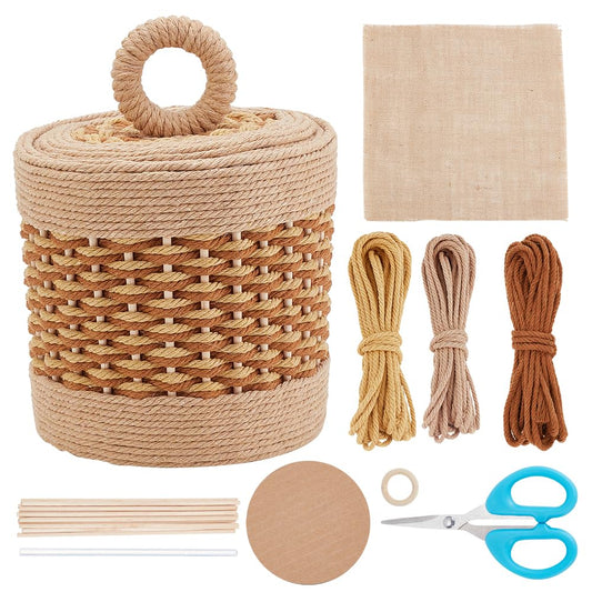 FREEBLOSS Macrame Basket Kit DIY Macrame Kit for Beginners Video Tutorials Basket Weaving Craft Adults Macrame Craft Kit for Gift