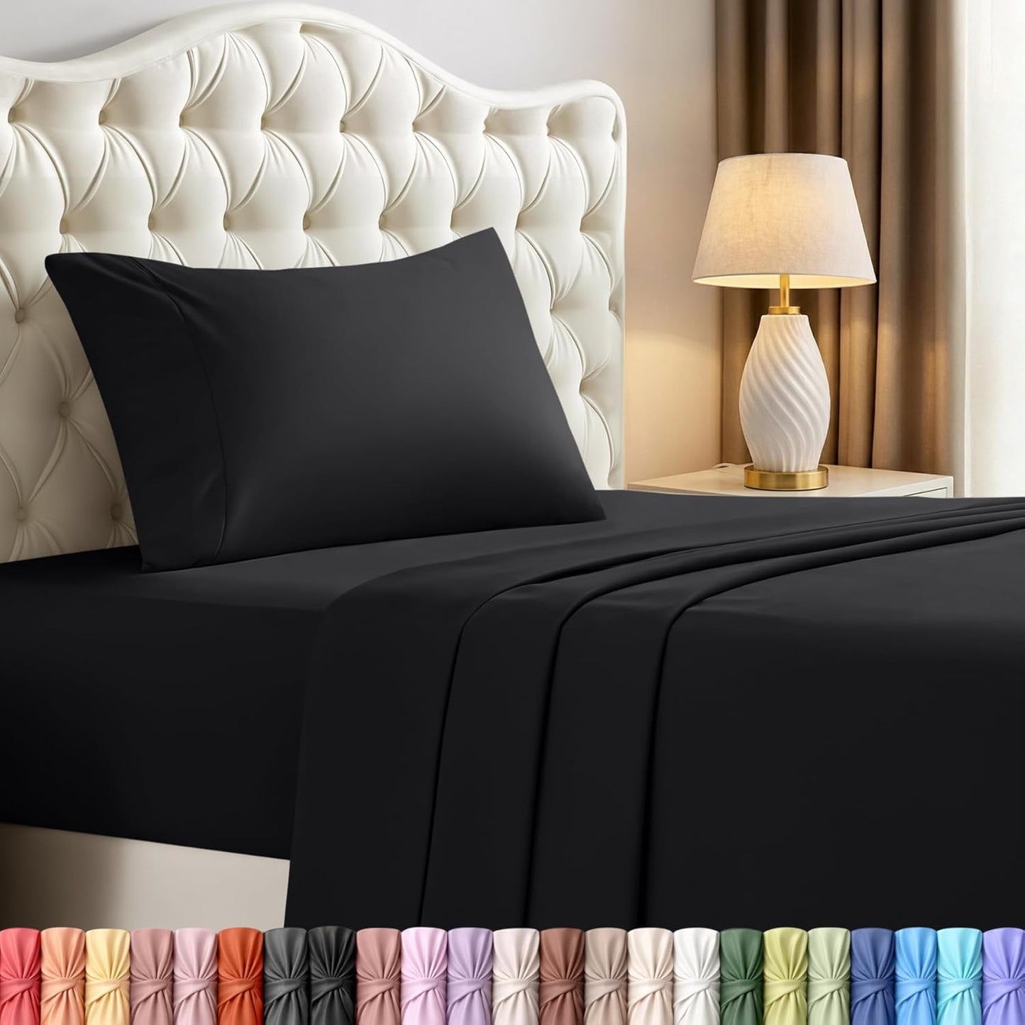 Utopia Bedding Twin Sheet Set - Soft & Breathable Microfiber 3-Piece Bed Sheets | Oeko-Tex Certified (Black)