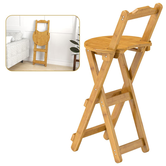 Nisorpa Folding Bar Stool with Backrest Kitchen Counter Height Stool with Back Support Foldable Bamboo Bar Stool Folding Bar Chair for Home Kitchen Island Breakfast No Assembly 1Pack