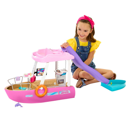 Barbie Boat with Pool and Slide, Dream Boat Playset Includes 20+ Pieces Like Dolphin and Accessories